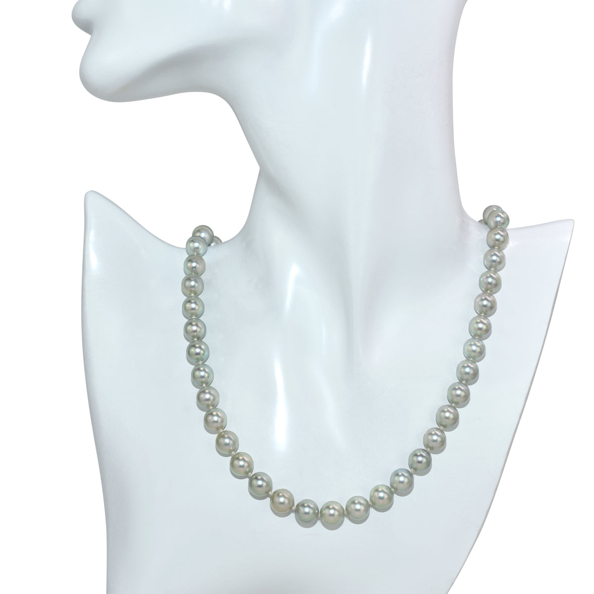 14kw Diamond Silver Grey Color Akoya Cultured Pearl Necklace