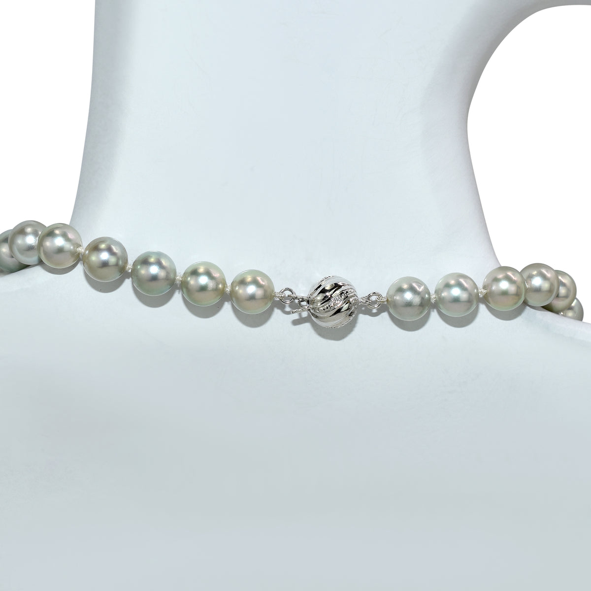 14kw Diamond Silver Grey Color Akoya Cultured Pearl Necklace