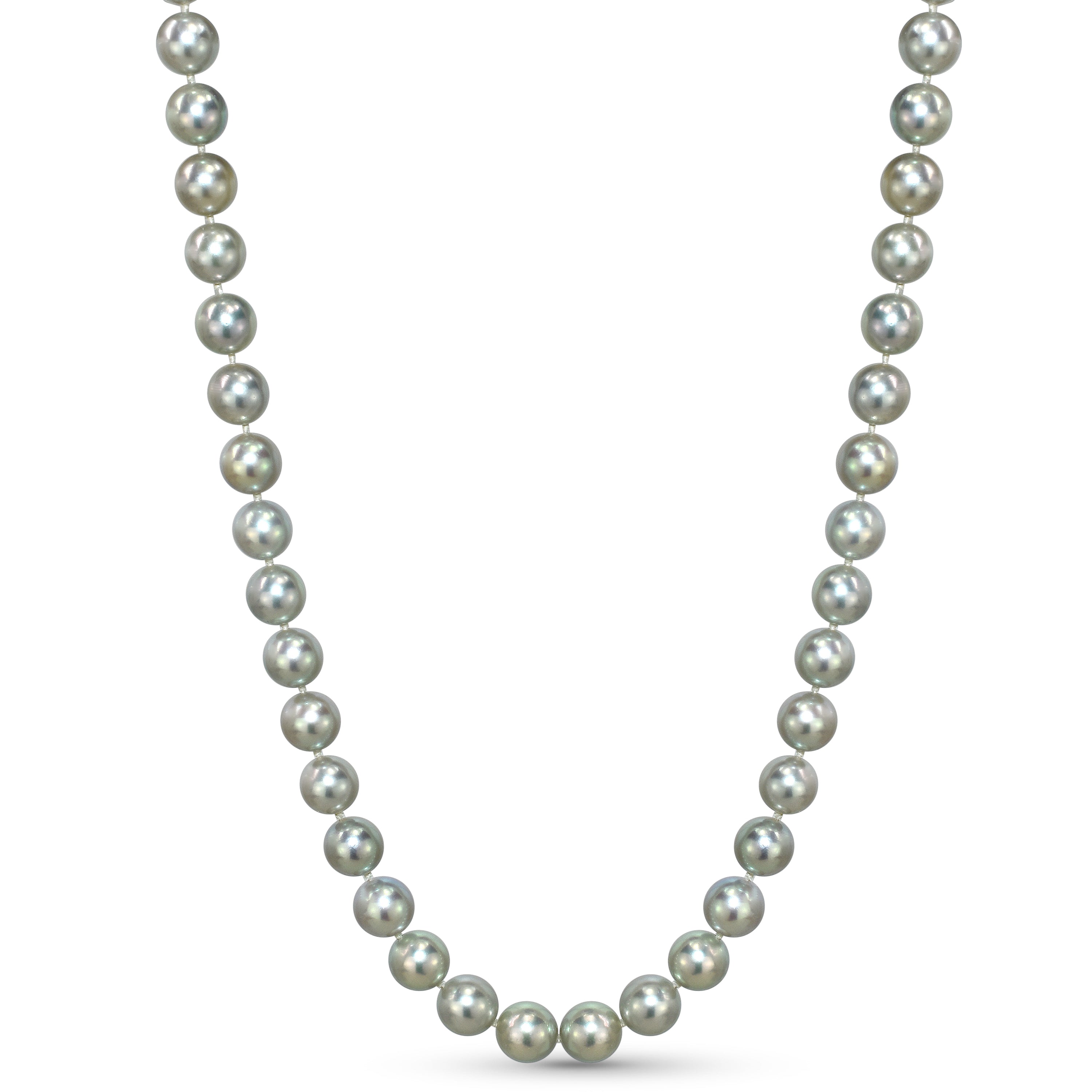 14kw Diamond Silver Grey Color Akoya Cultured Pearl Necklace