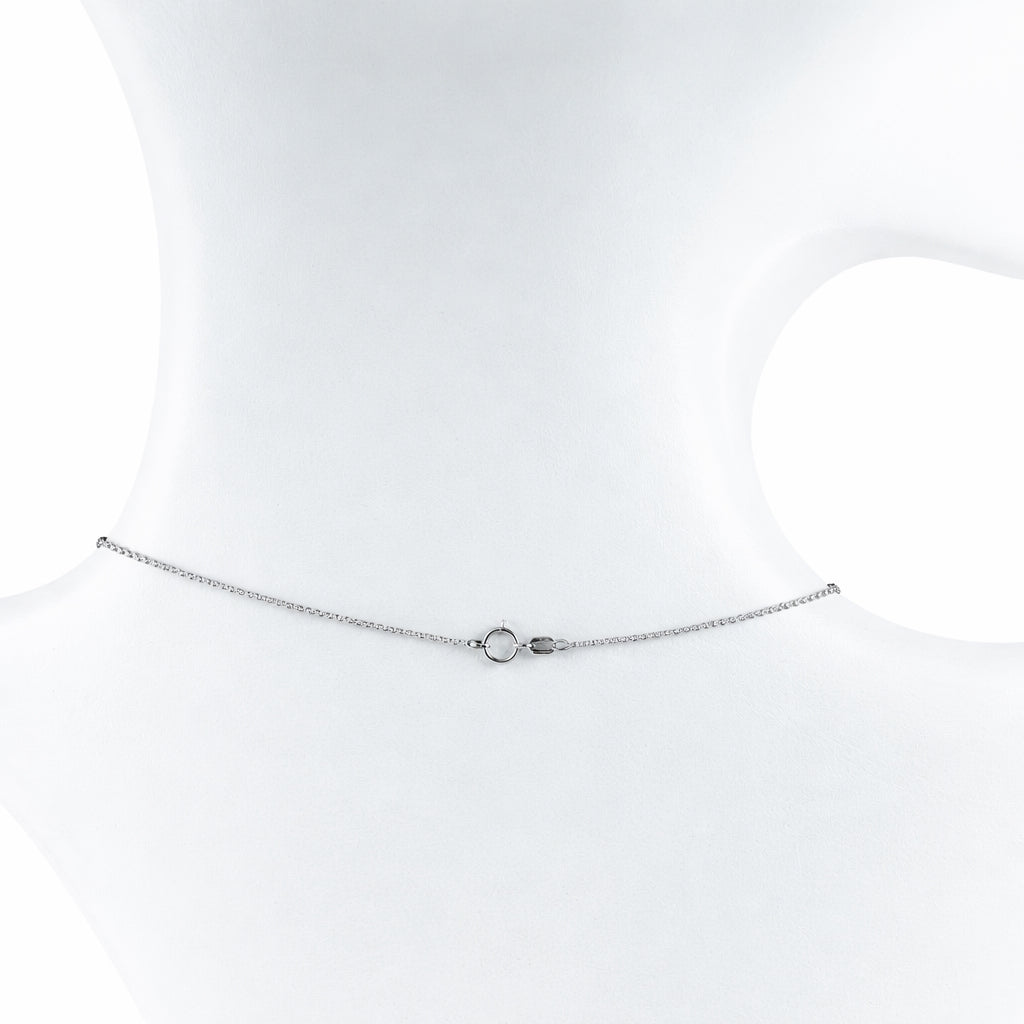 14k White Gold Japanese Cult Pearl & Diamonds Motif Necklace