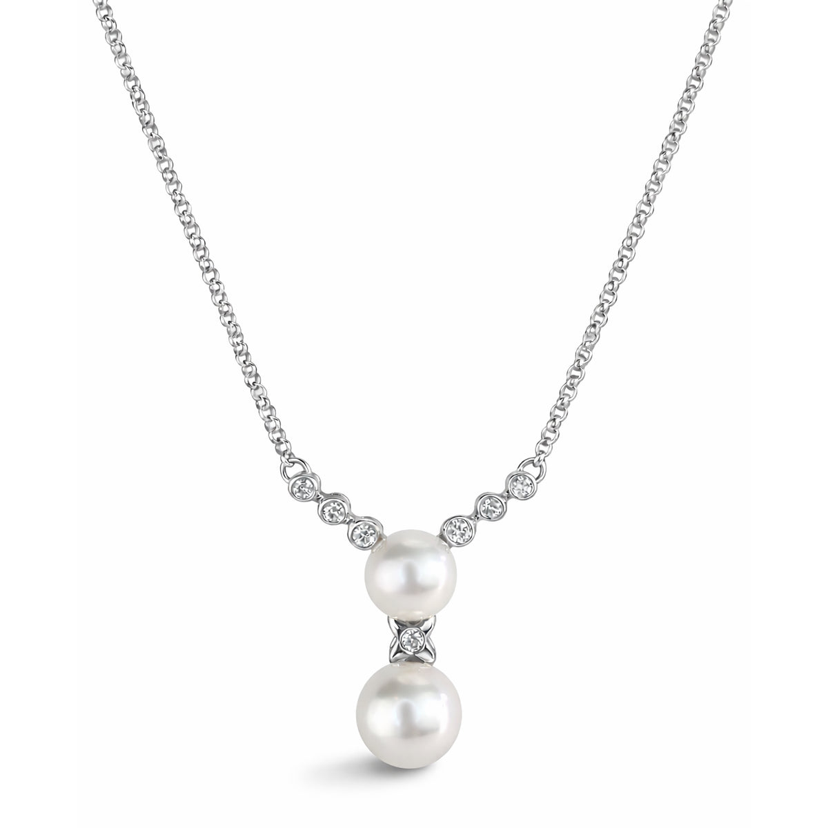 14k Japanese Cult Pearl & Diamonds Motif Necklace