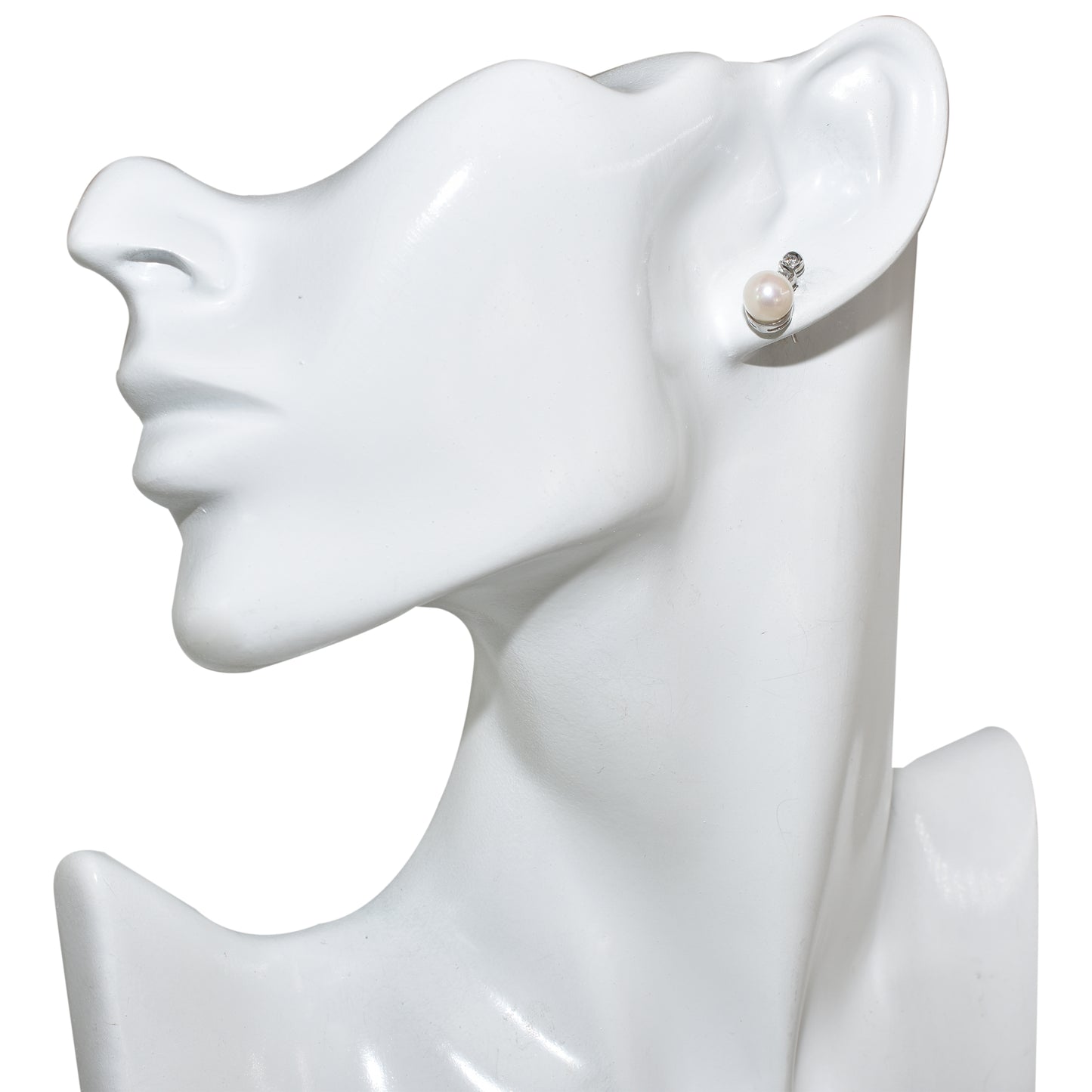 14k White Gold Cultured Pearl Diamond Earring