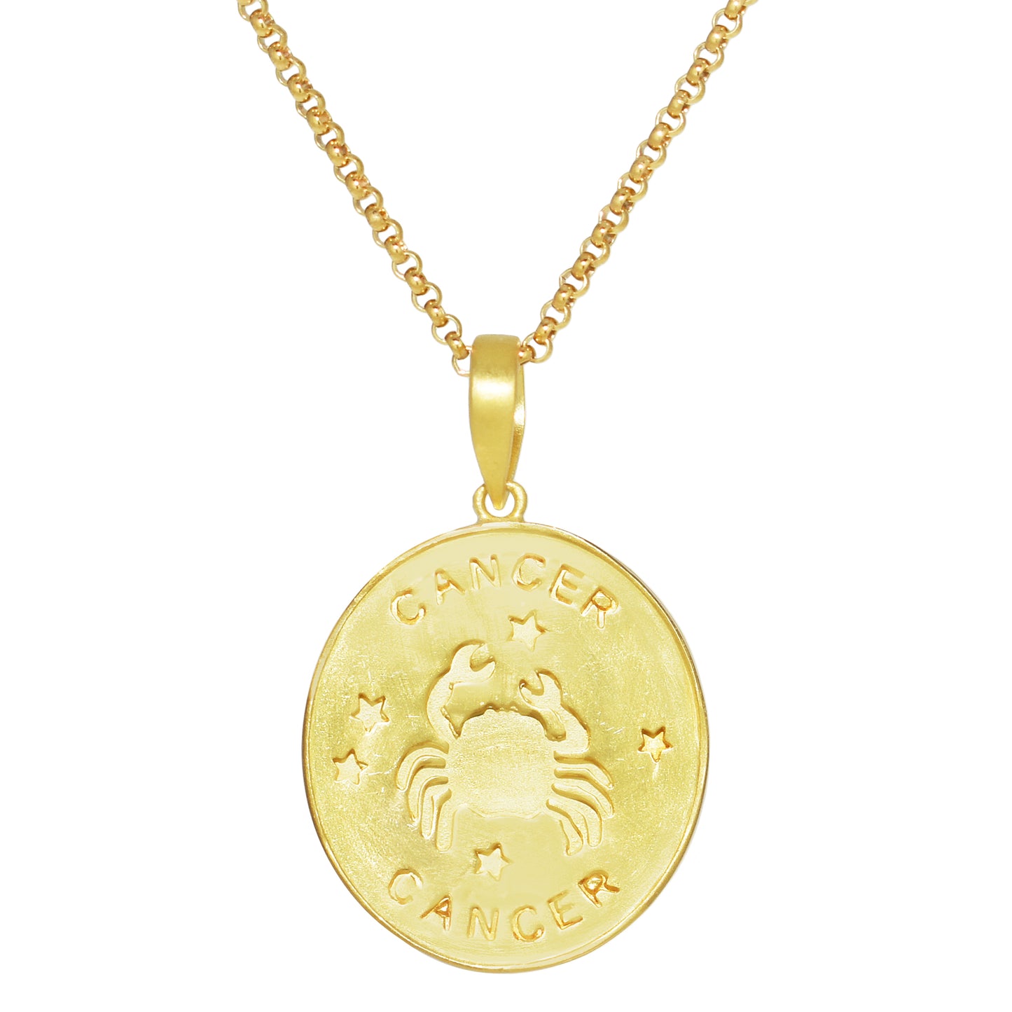 Séchic 14k Plated Over Silver Zodiac Oval Pendant Necklace