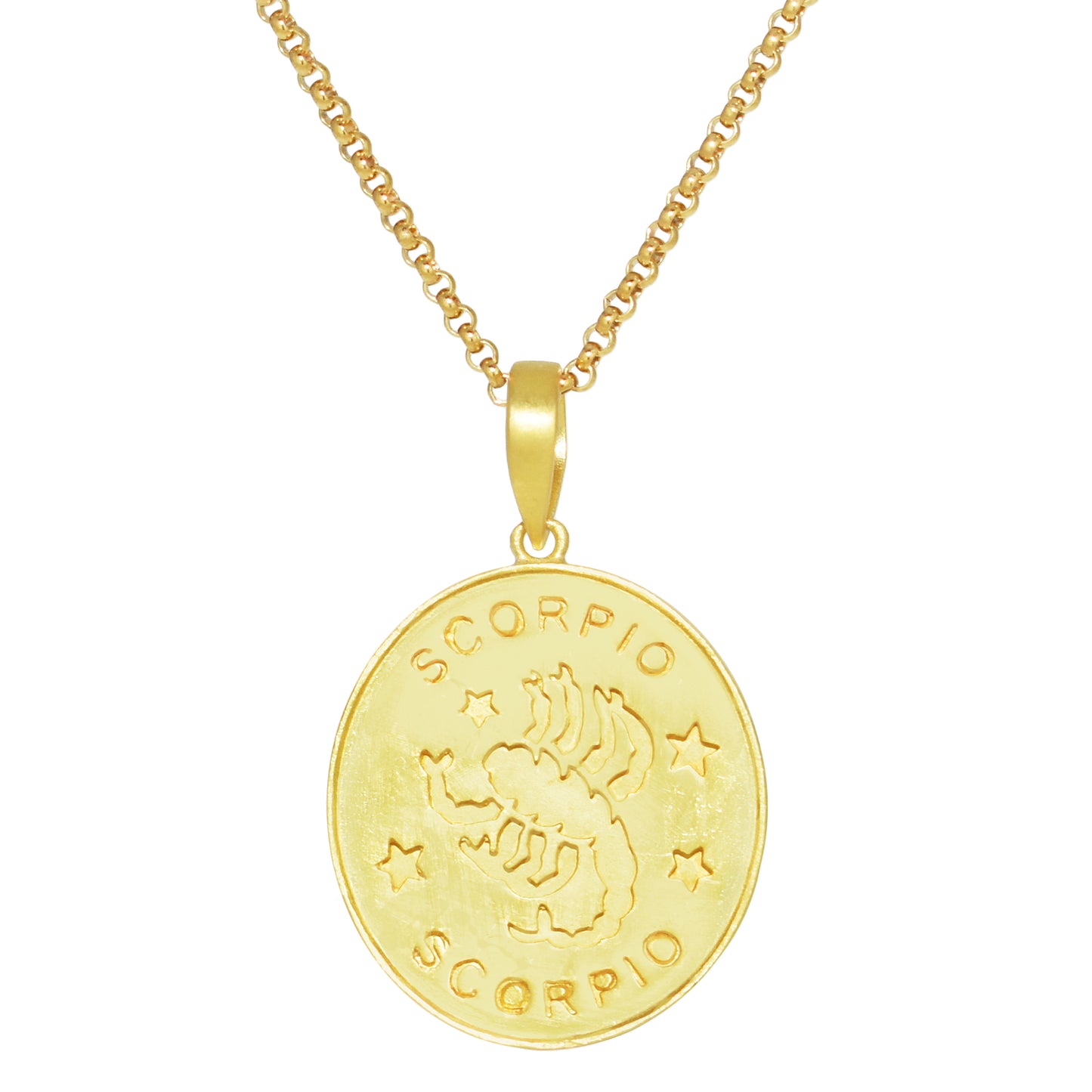 Séchic 14k Plated Over Silver Zodiac Oval Pendant Necklace