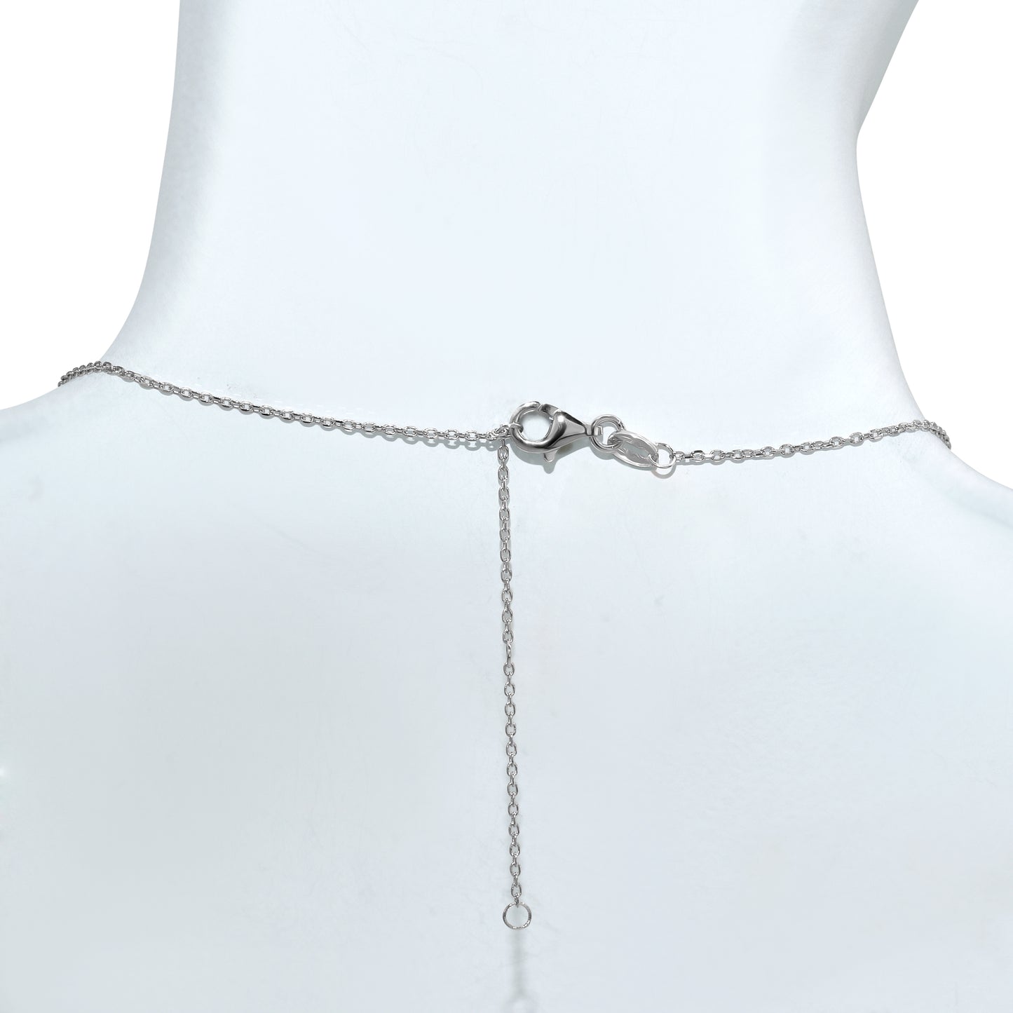 Sterling Silver Blue/White Topaz Hexagon Pendant Necklace