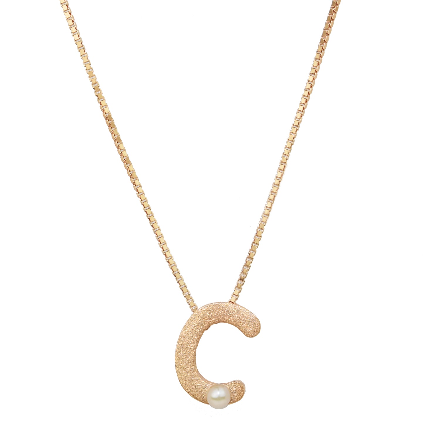Sterling Silver Rose Gold Plated Pearl Initial Necklace
