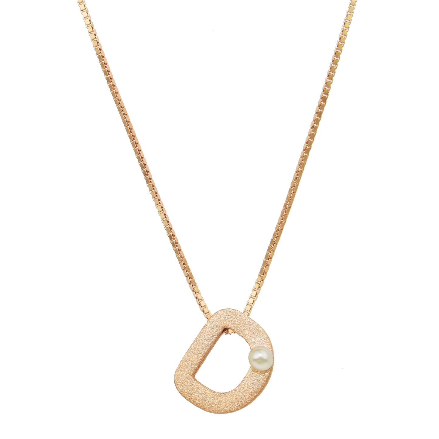 Sterling Silver Rose Gold Plated Pearl Initial Necklace