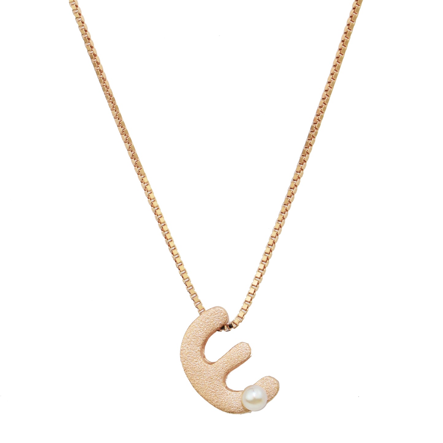 Sterling Silver Rose Gold Plated Pearl Initial Necklace