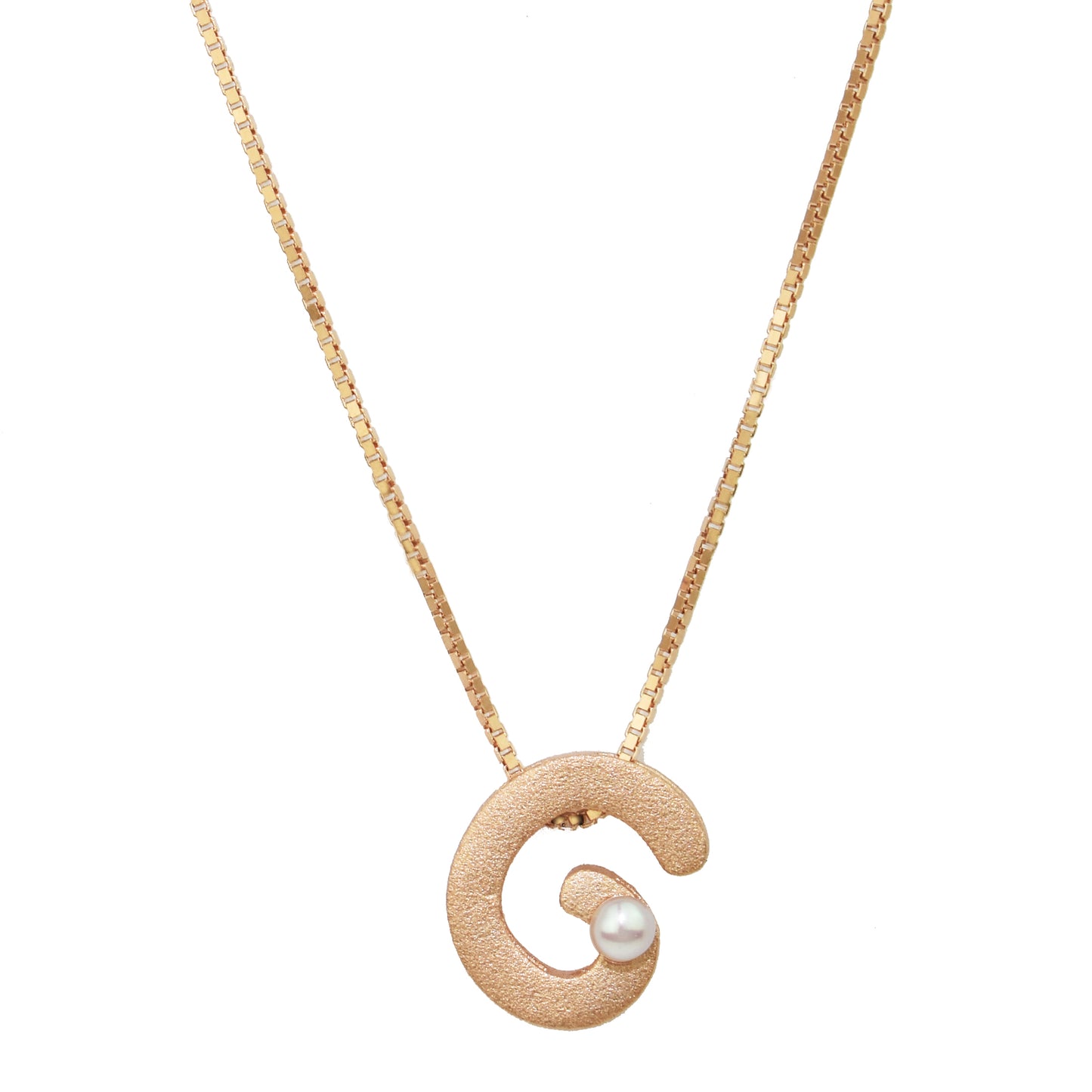 Sterling Silver Rose Gold Plated Pearl Initial Necklace