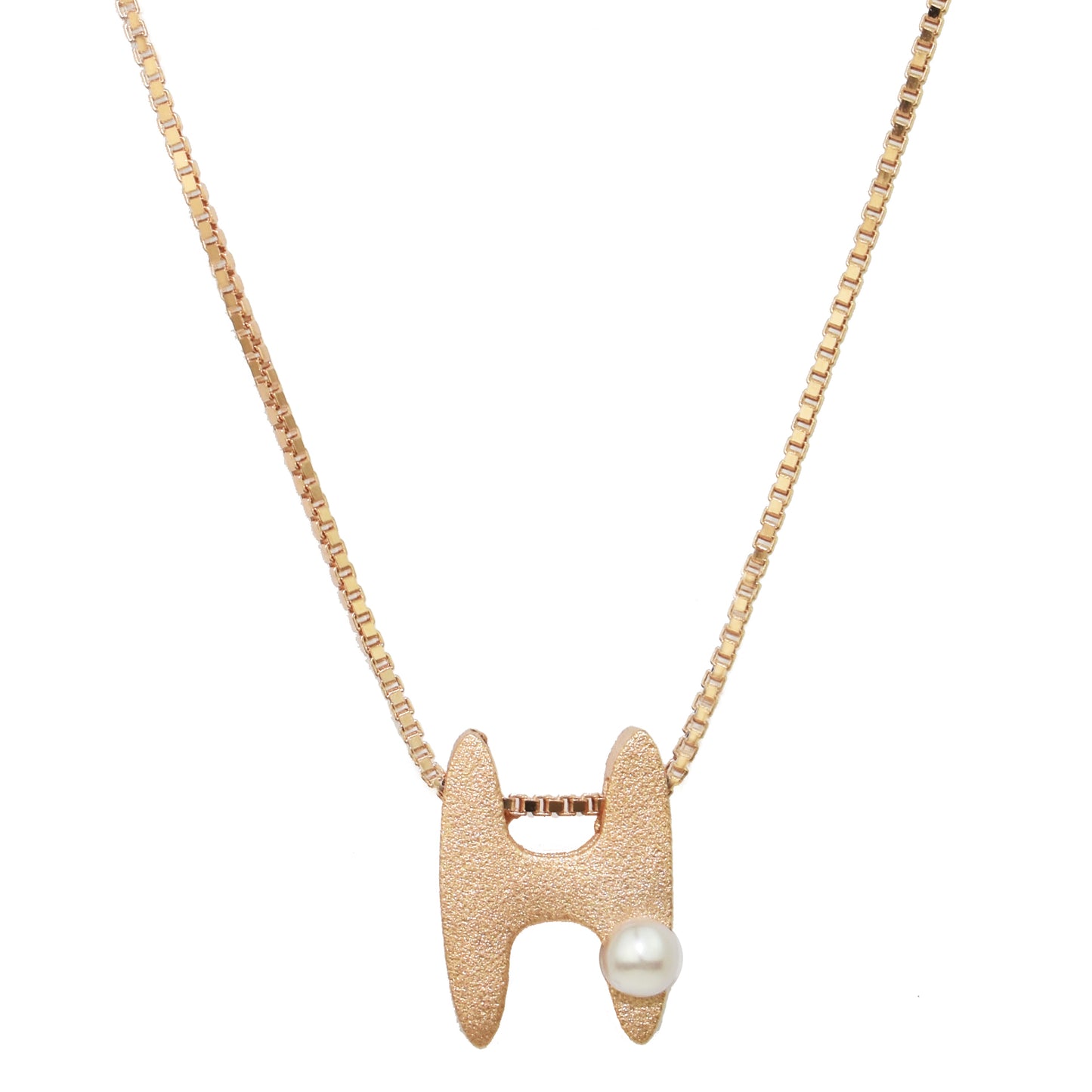 Sterling Silver Rose Gold Plated Pearl Initial Necklace