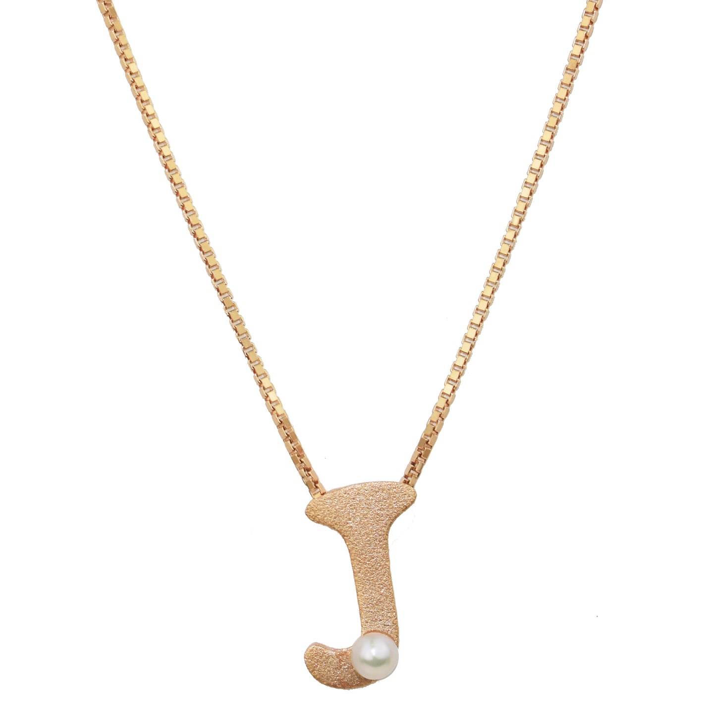 Sterling Silver Rose Gold Plated Pearl Initial Necklace