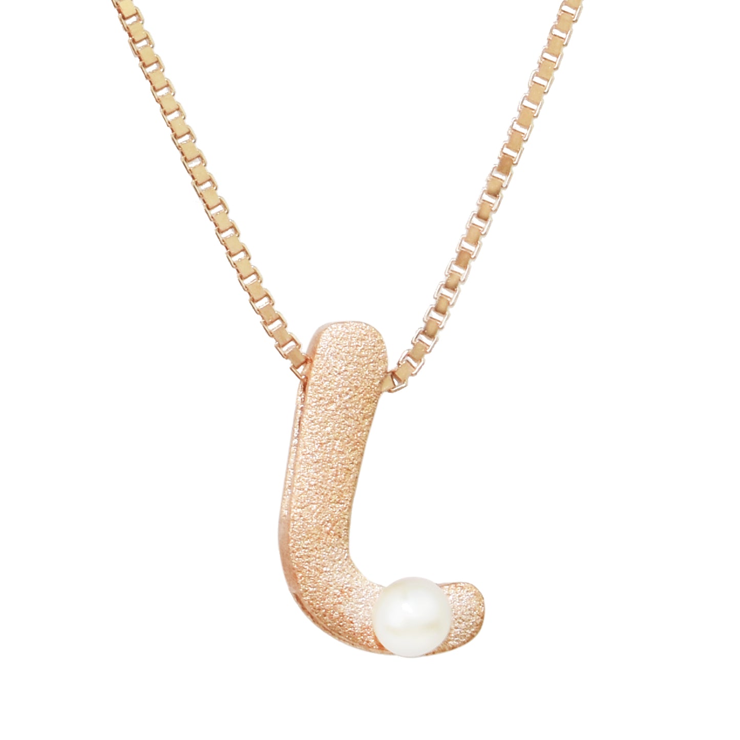 Sterling Silver Rose Gold Plated Pearl Initial Necklace