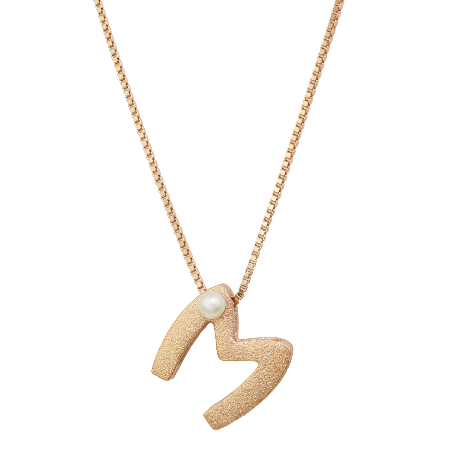 Sterling Silver Rose Gold Plated Pearl Initial Necklace