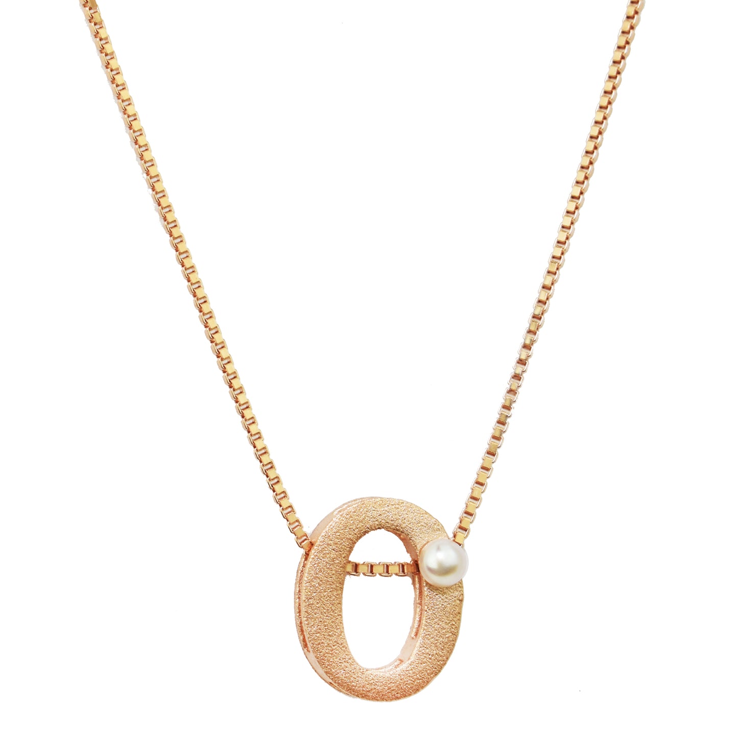 Sterling Silver Rose Gold Plated Pearl Initial Necklace