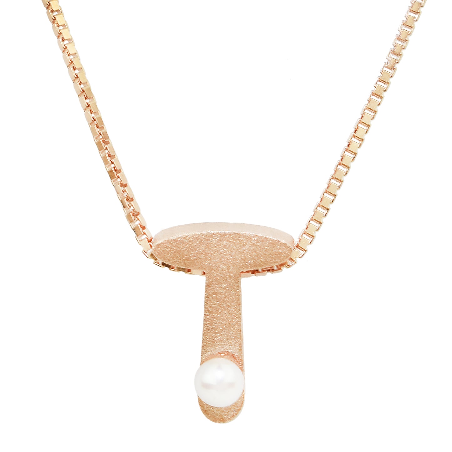 Sterling Silver Rose Gold Plated Pearl Initial Necklace