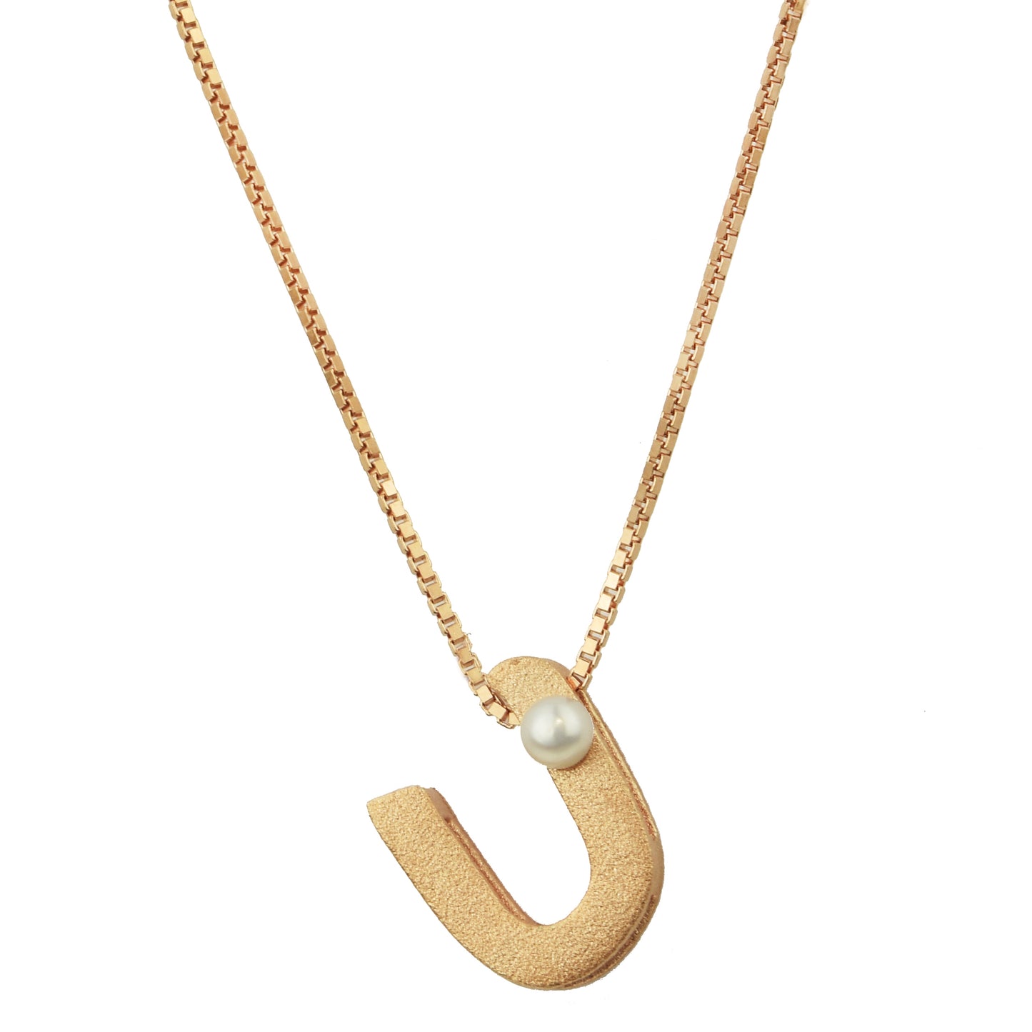 Sterling Silver Rose Gold Plated Pearl Initial Necklace