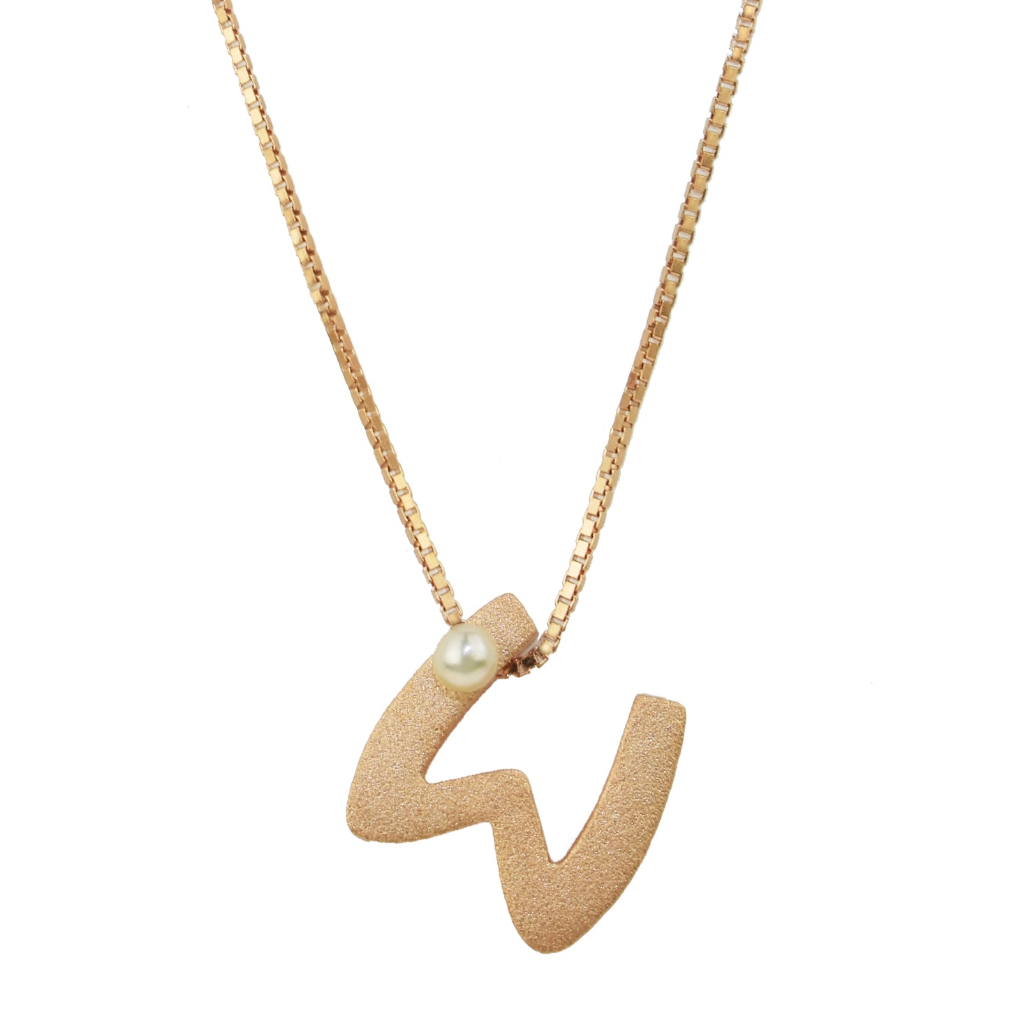 Sterling Silver Rose Gold Plated Pearl Initial Necklace