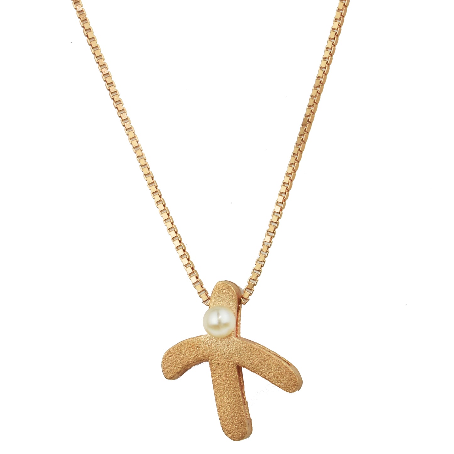 Sterling Silver Rose Gold Plated Pearl Initial Necklace