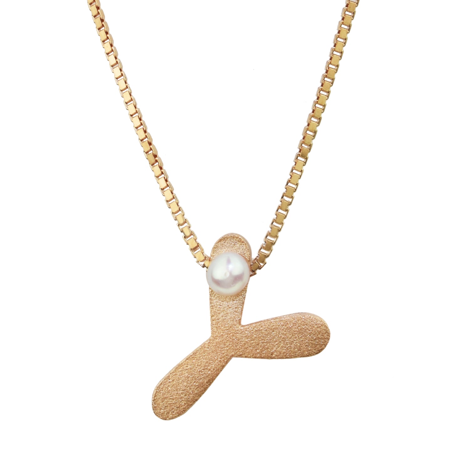 Sterling Silver Rose Gold Plated Pearl Initial Necklace