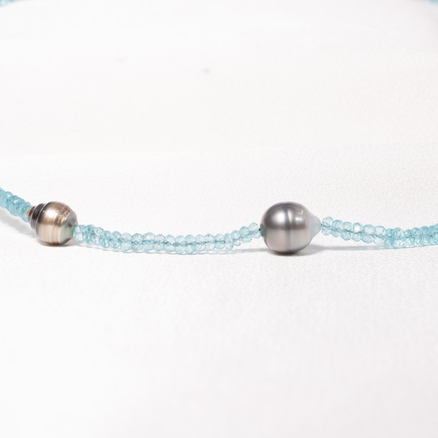 Sterling Silver Amethyst or Apatite Tahitian Freshwater Pearl Station Necklace 18/19" Apatite
