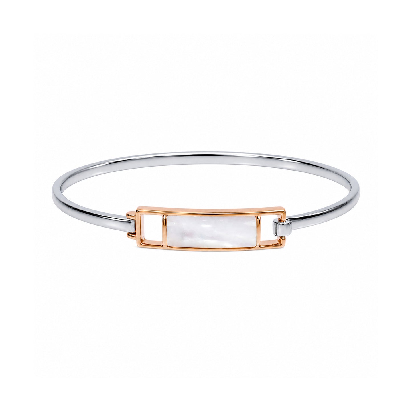 Sterling Silver 14k Gold Black Onyx or Mother of Pearl Hinge Bangle