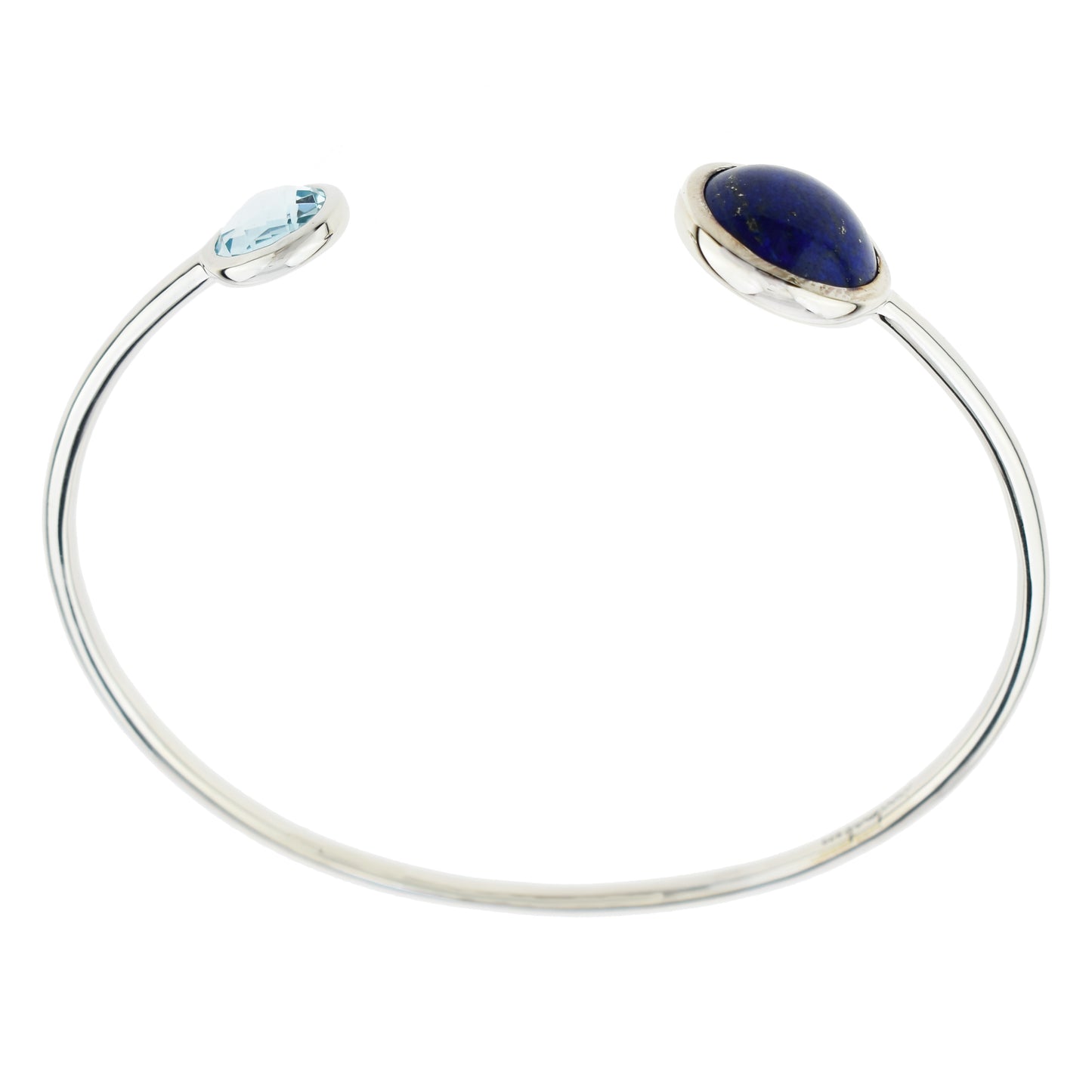 Sterling Silver Blue Topaz Lapis Open Bangle