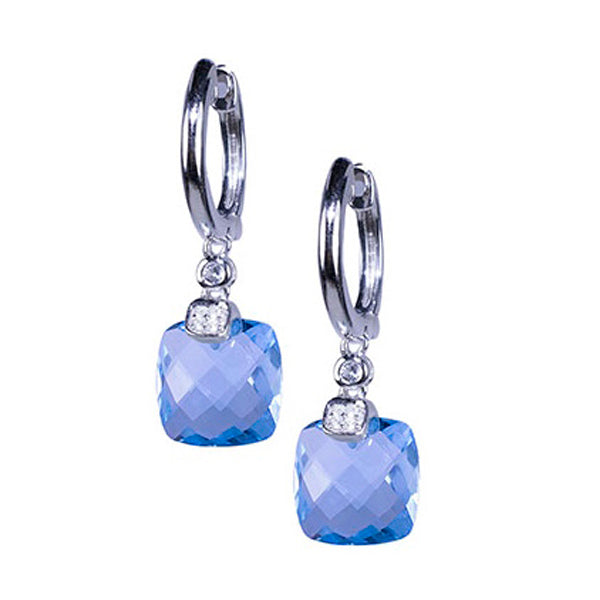 Sterling Silver Blue & White Topaz Hoop Earring