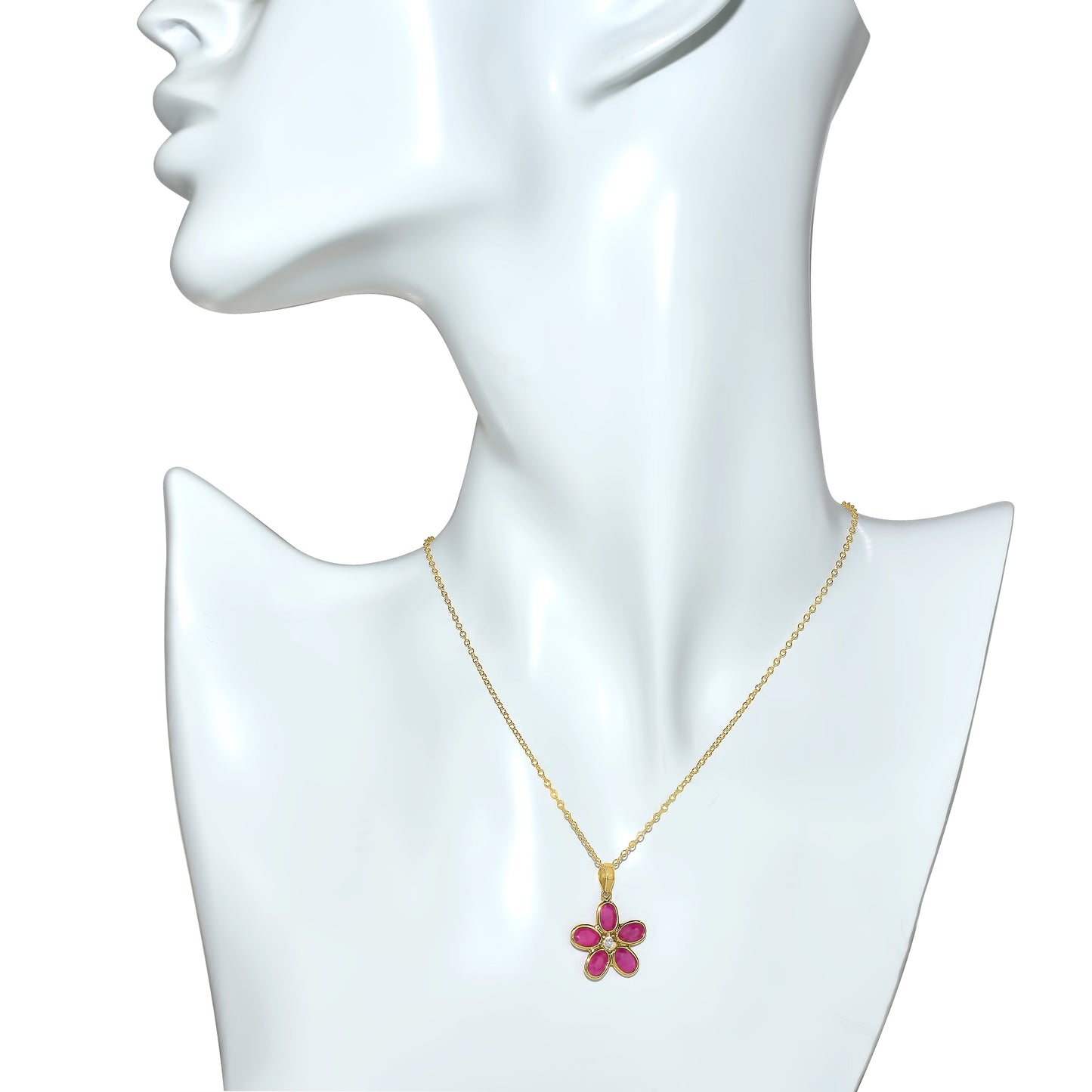 18k Ruby Diamond Flower Set