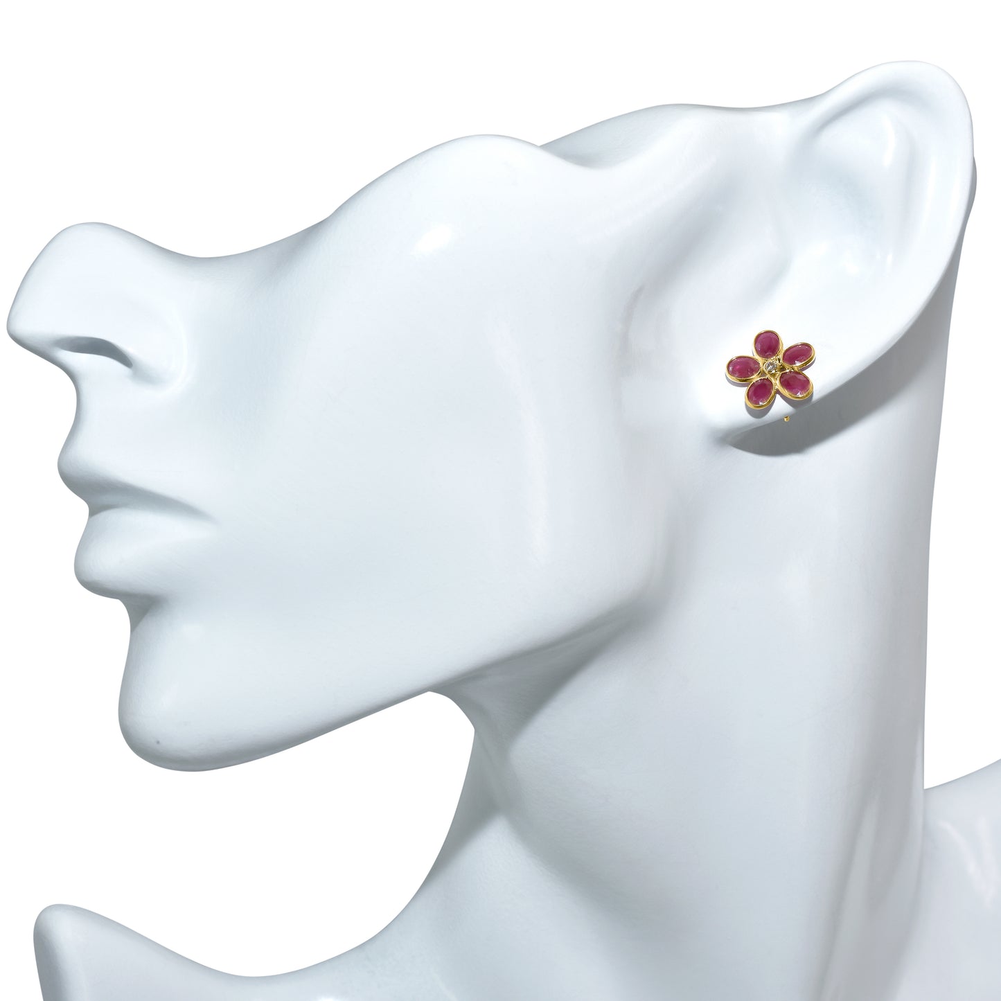 18k Ruby Diamond Flower Set