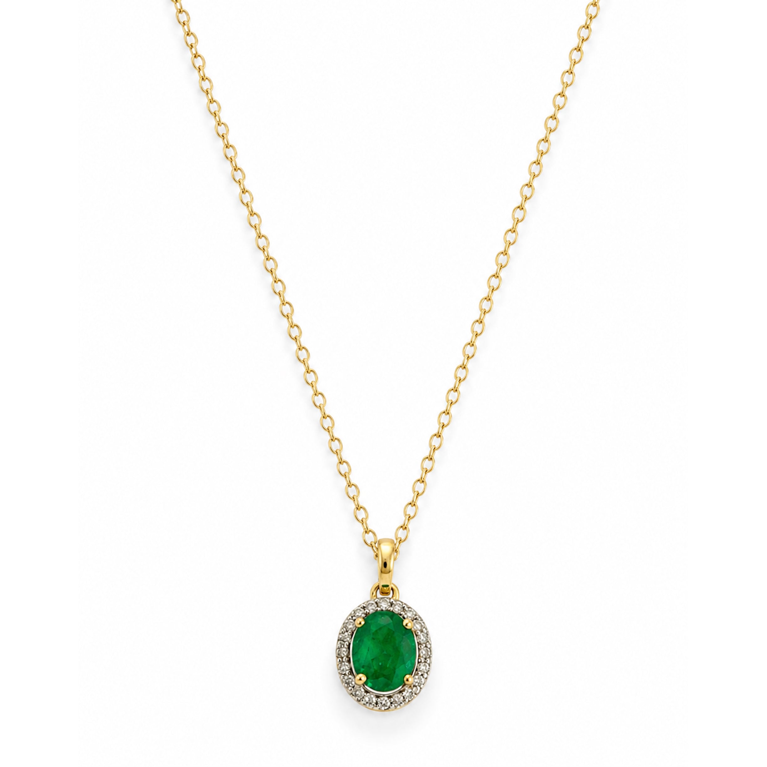 18k Emerald Oval Shape Diamond Set