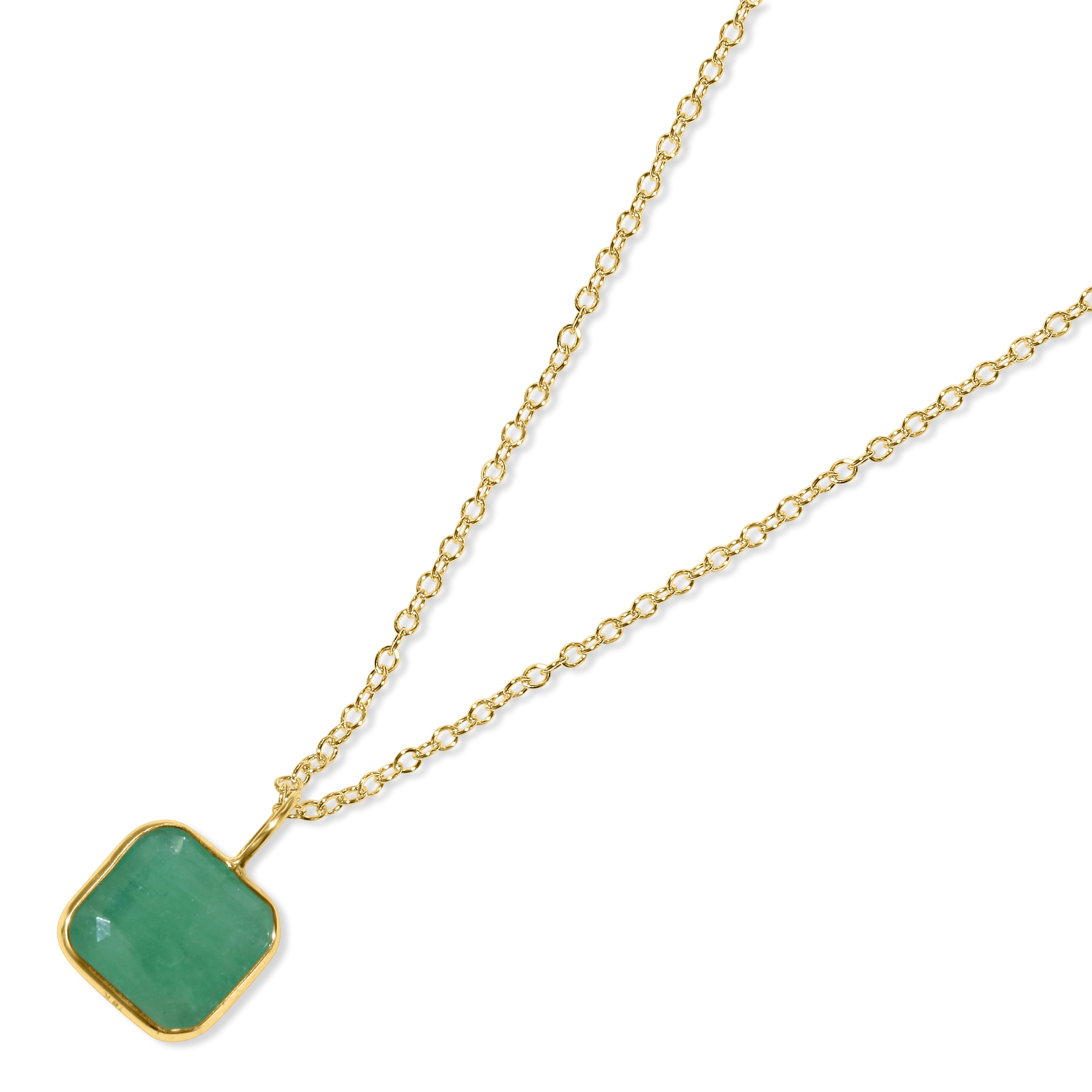 18k Emerald Square Bezel Necklace