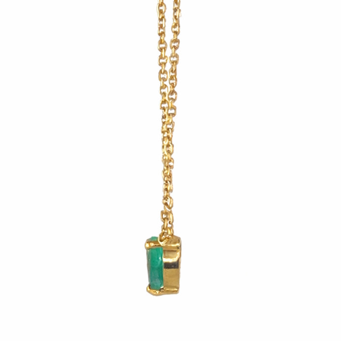 18k Emerald Heart Prong Necklace
