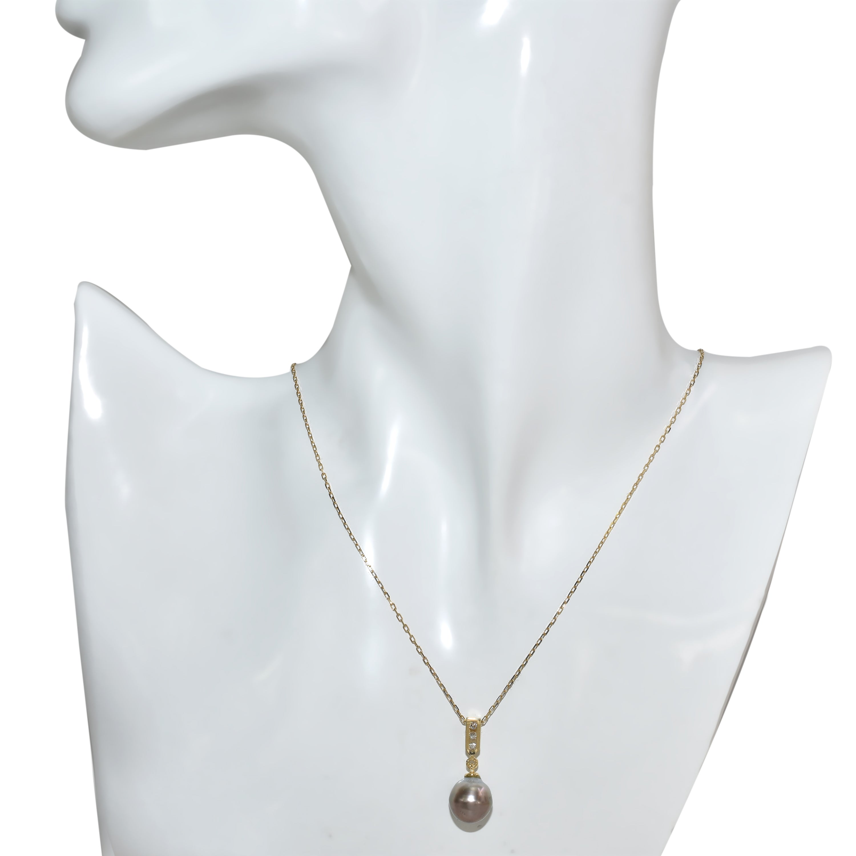 14k Tahitian Baroque South Sea Pearl Diamond Pendant Necklace
