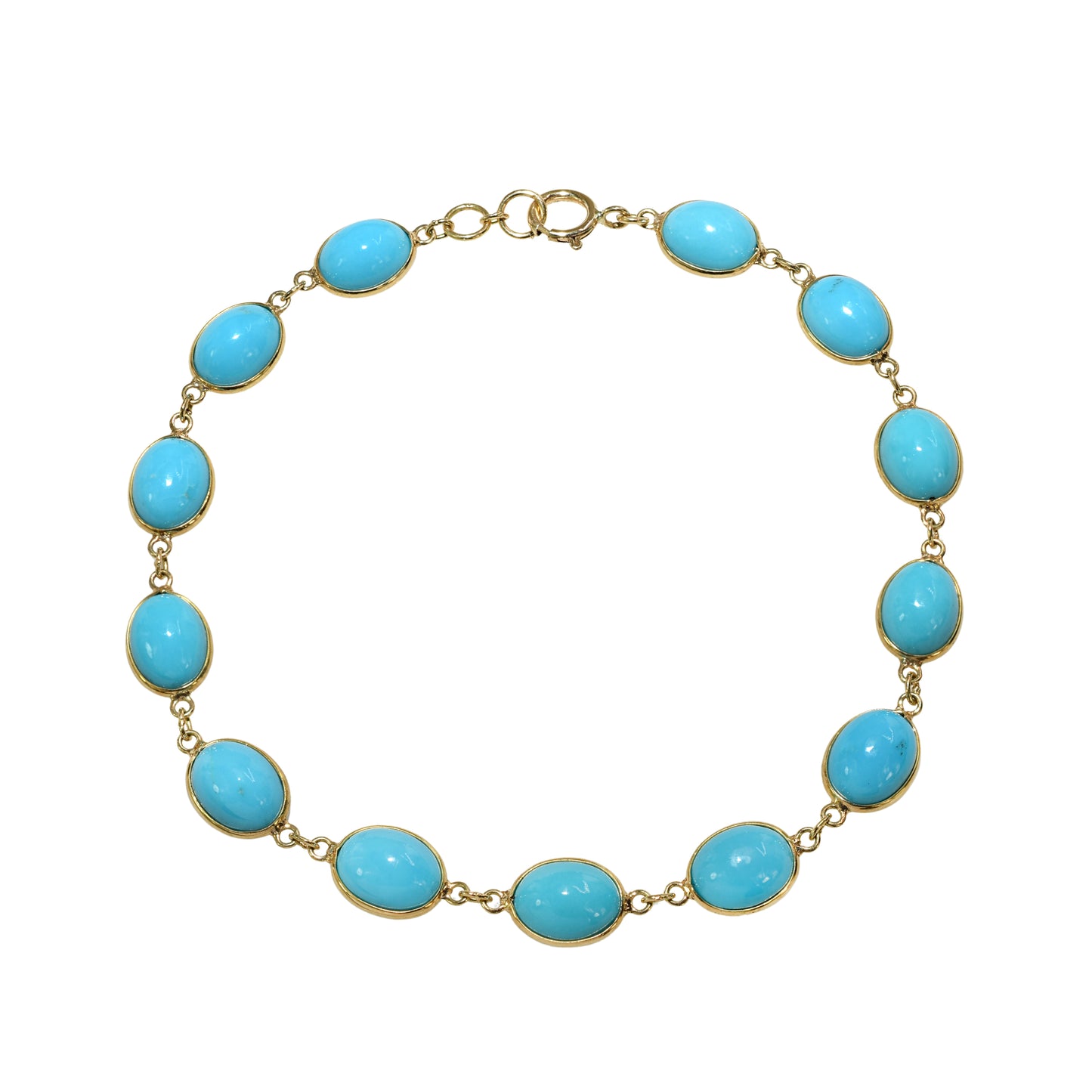 18k Turquoise Oval Bezel Bracelet
