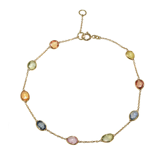 18k Multi Sapphire Oval Bezel Bracelet