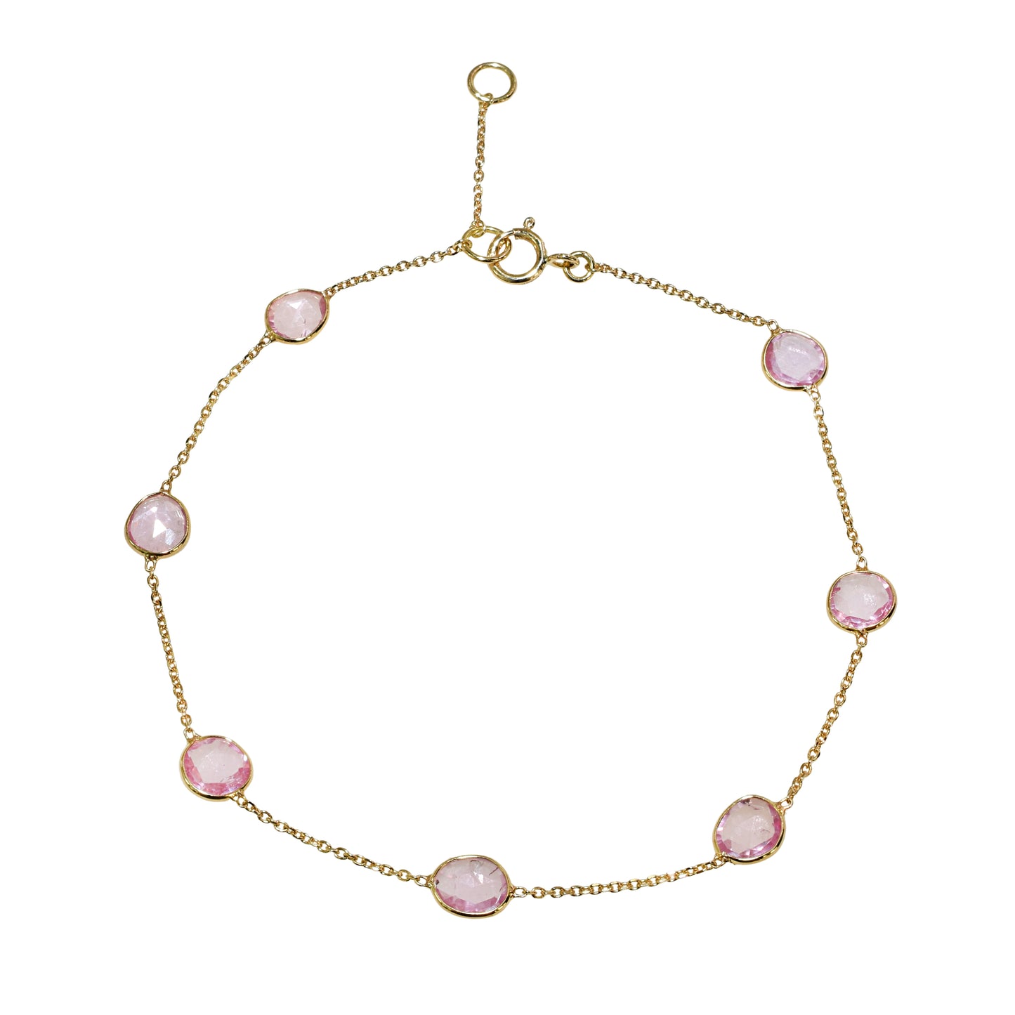 18k Pink Sapphire Circle Bezel Bracelet