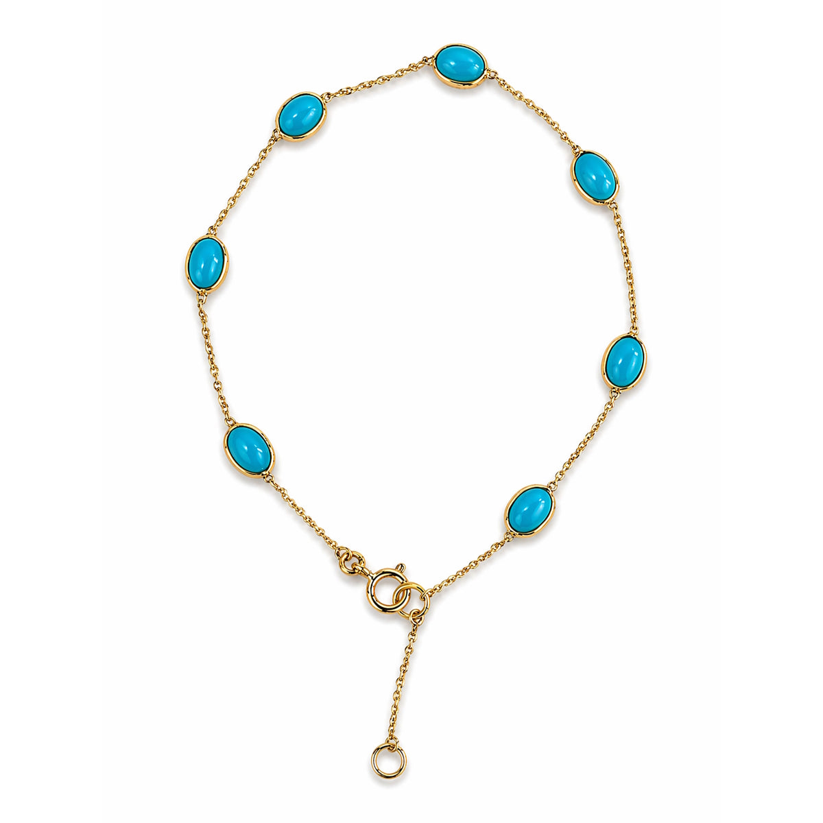 18k Turquoise Stones Oval Bezel Bracelet