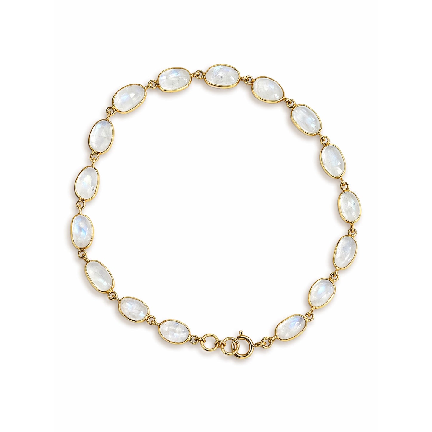 18k Rainbow Moonstone Oval Bezel Bracelet