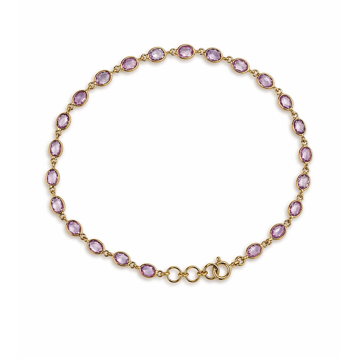 18k Pink Sapphire Oval Bezel Stones Bracelet