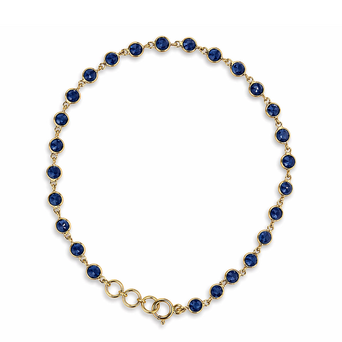 18k Sapphire Round Bezel Stones Bracelet