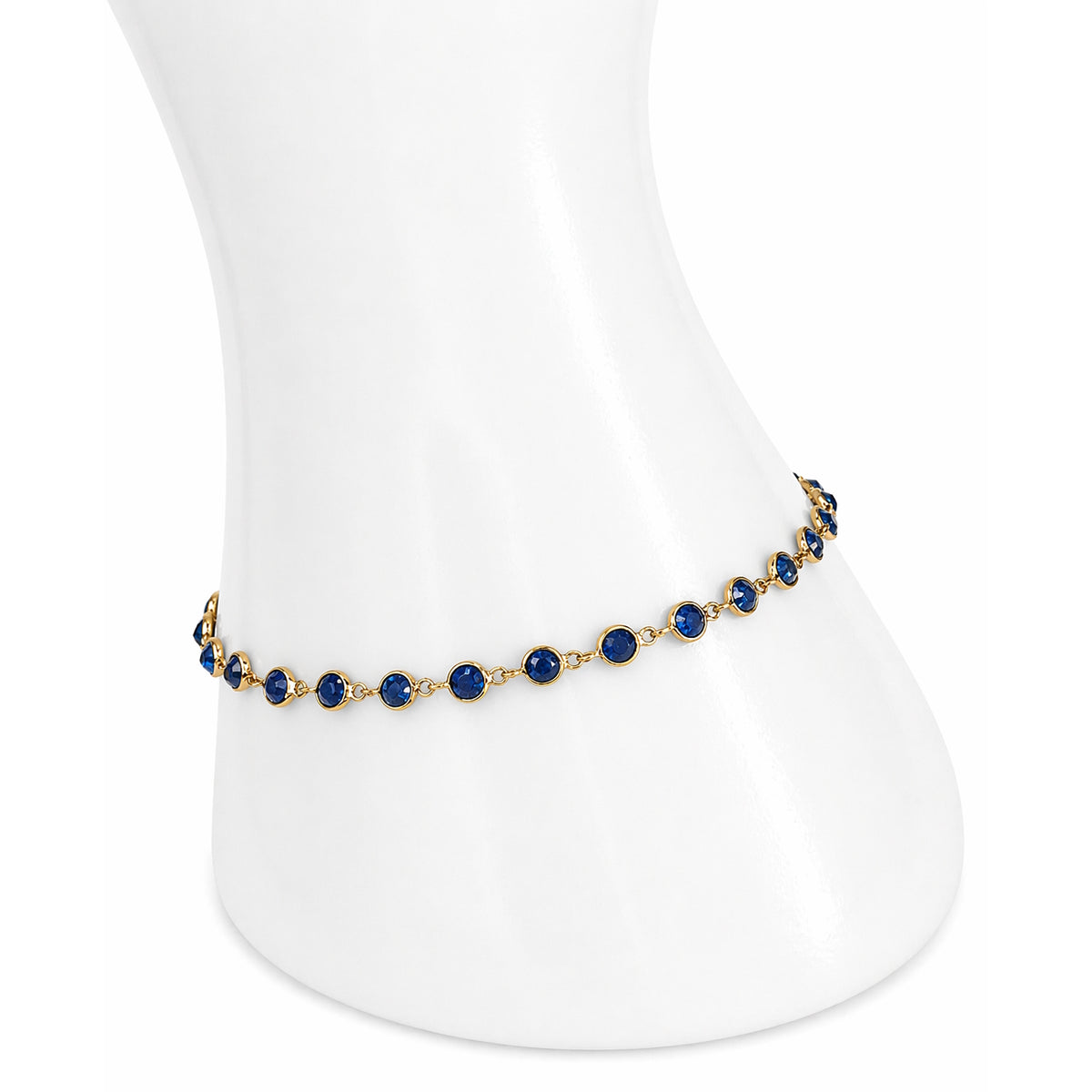 18k Sapphire Round Bezel Stones Bracelet