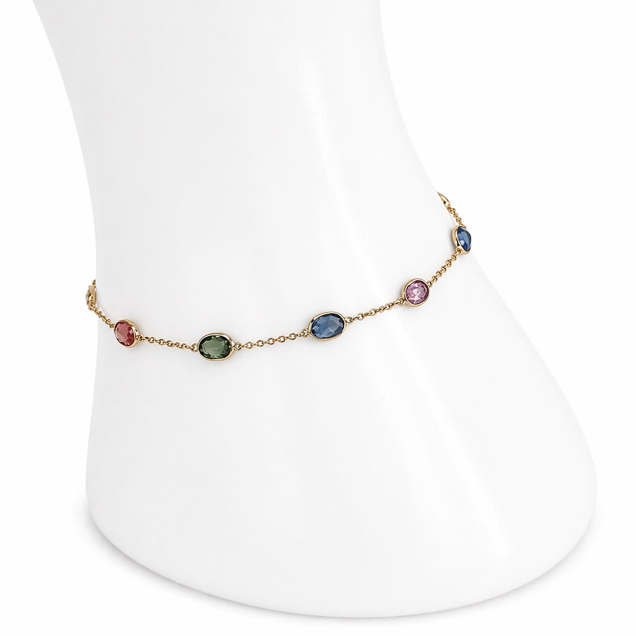 18k Multi Sapphire Pear Shape Bezel Bracelet