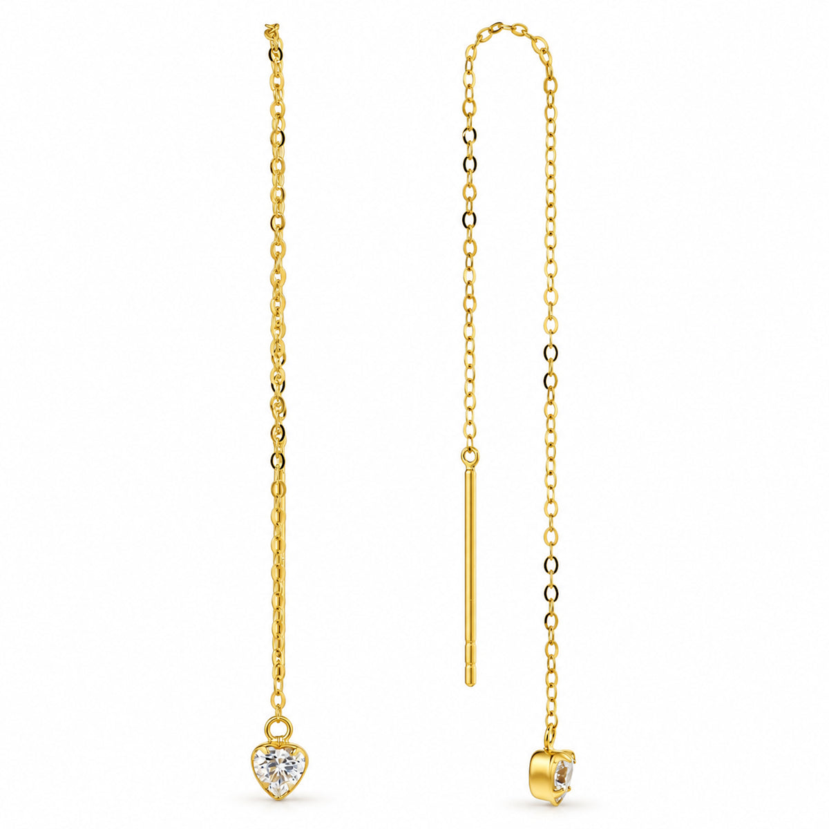 Séchic 18k Heart Cz Stud Threading Earring