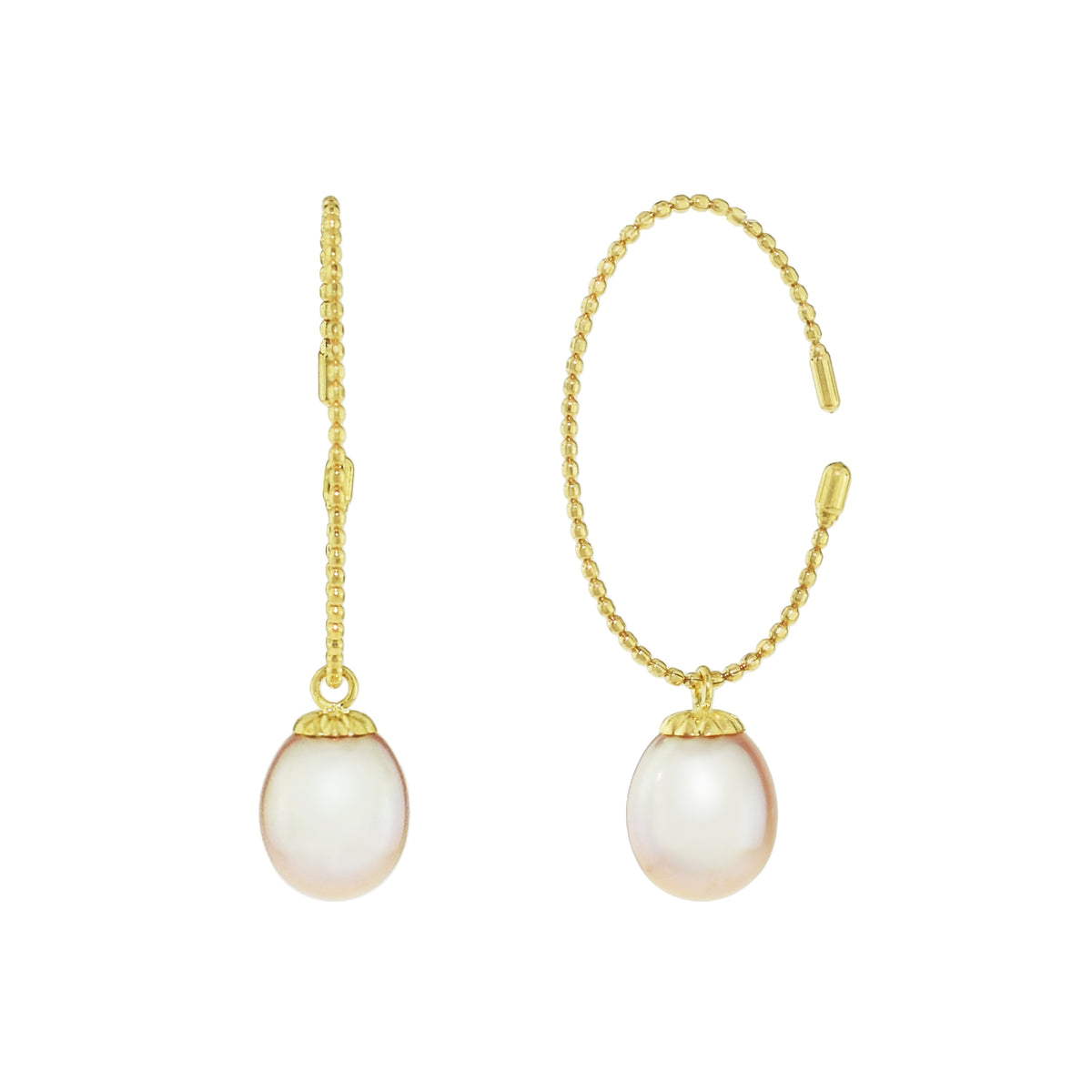 18k Pink Pearl Flexible Open Hoop Earring