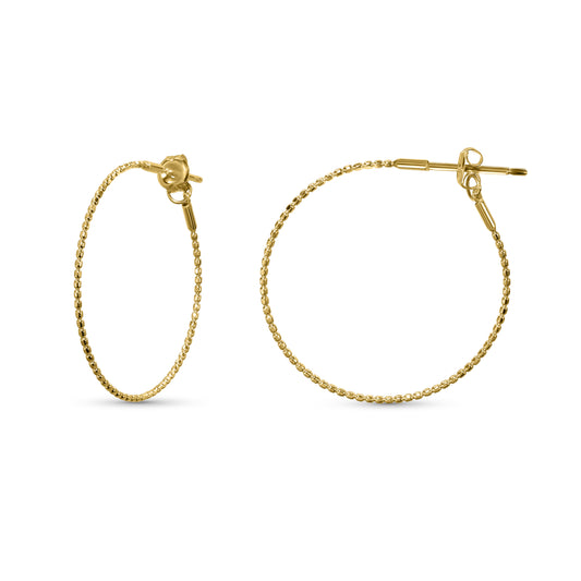 18k Beaded Hoop Earring
