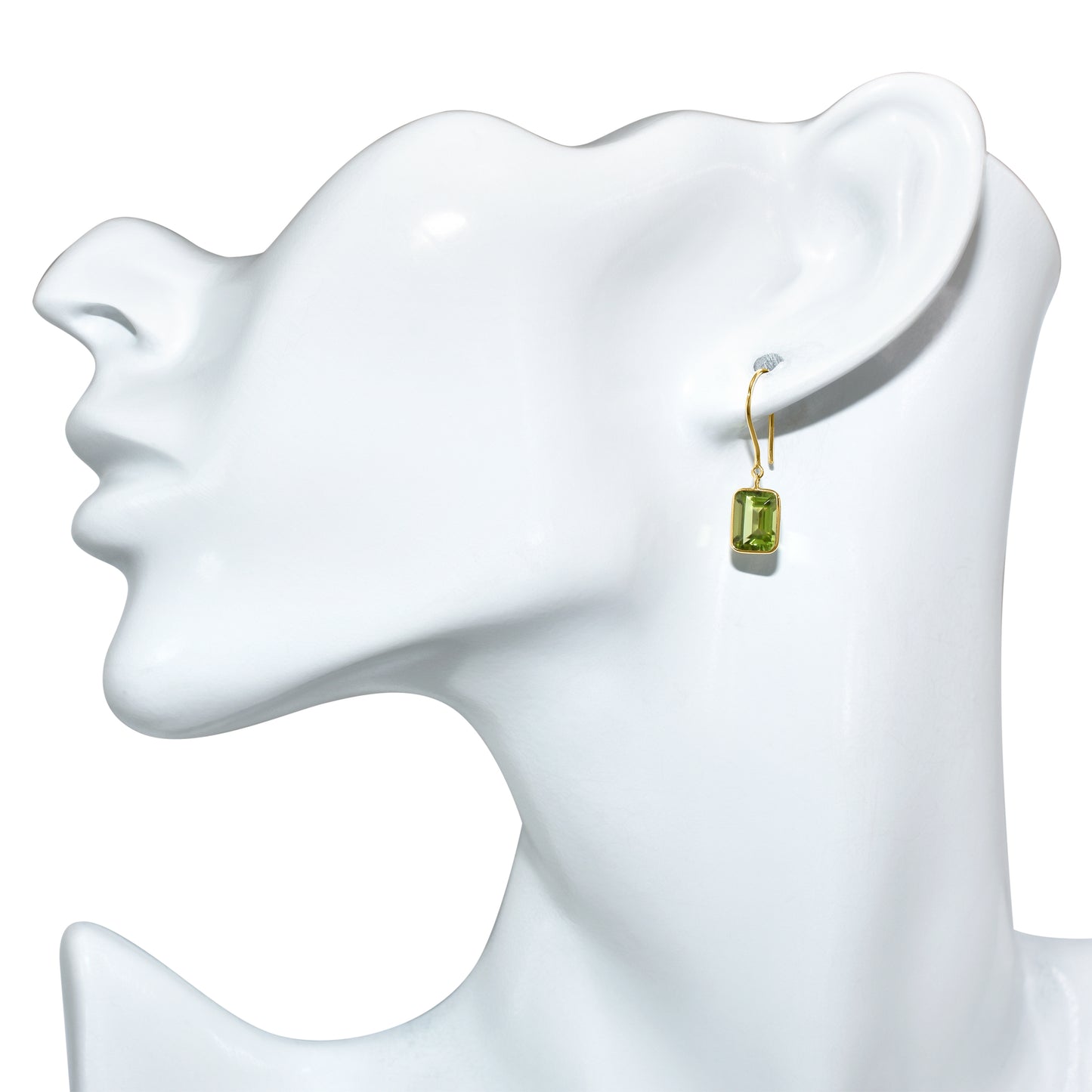 18k Yellow Rectangle Shaped Peridot Earring