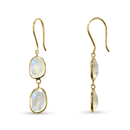 18k Uneven Rainbow Moonstone Earring