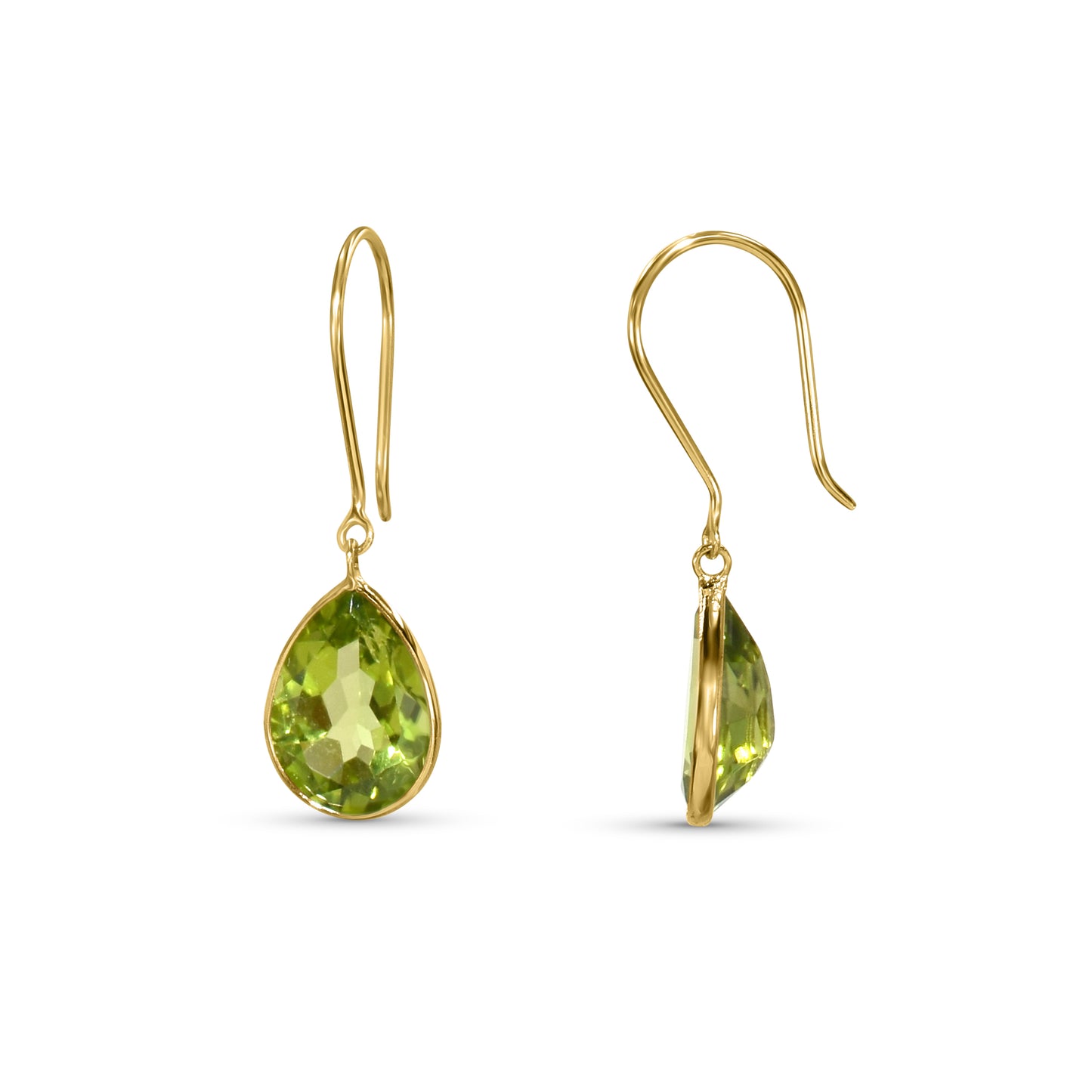 18k Yellow Pear Shape Peridot Earring