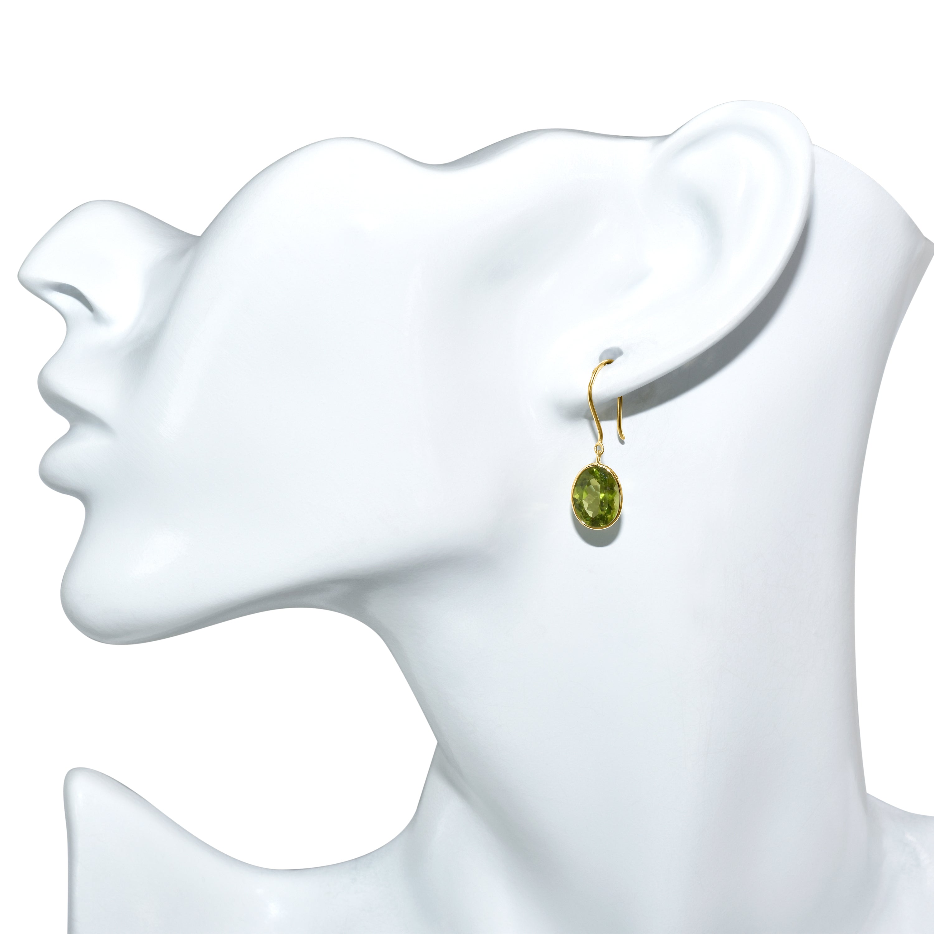 18k Yellow Oval Shaped Peridot Earring