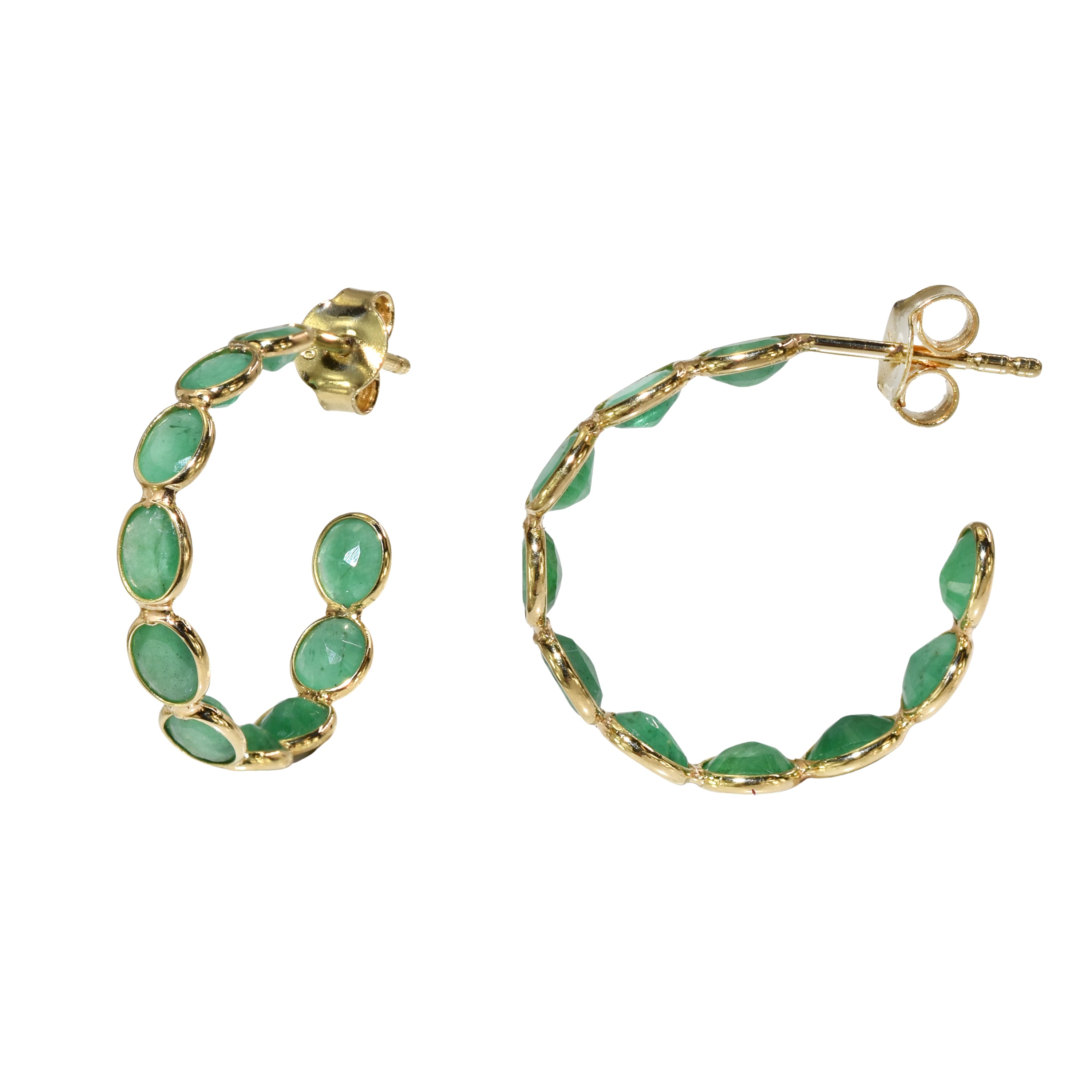 18k Emerald Circles Hoop Earring